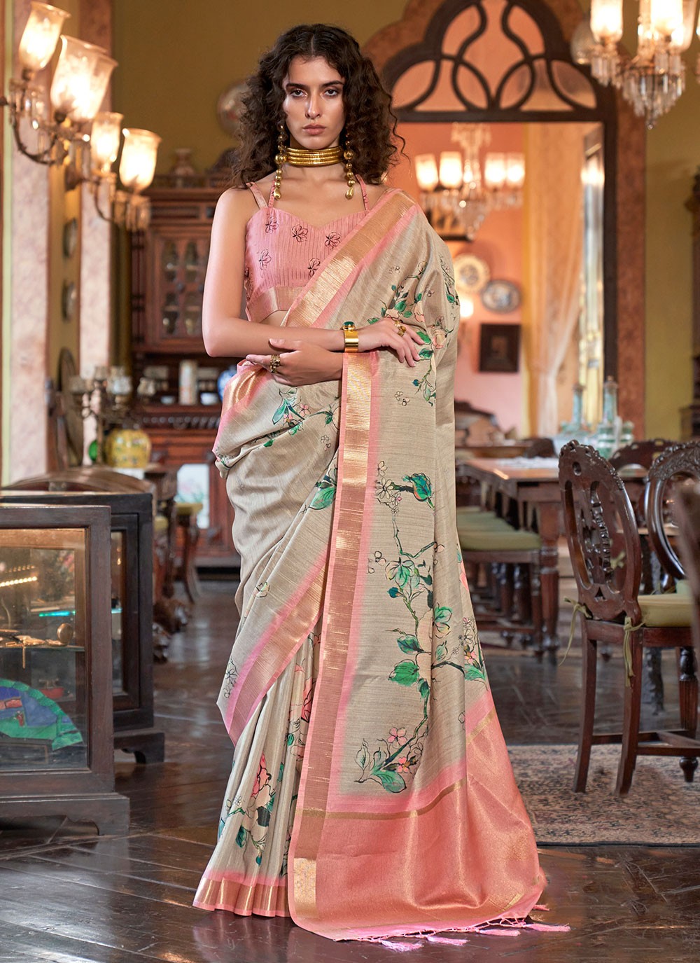 Casual Digital Print Banarasi Silk Saree - S6101