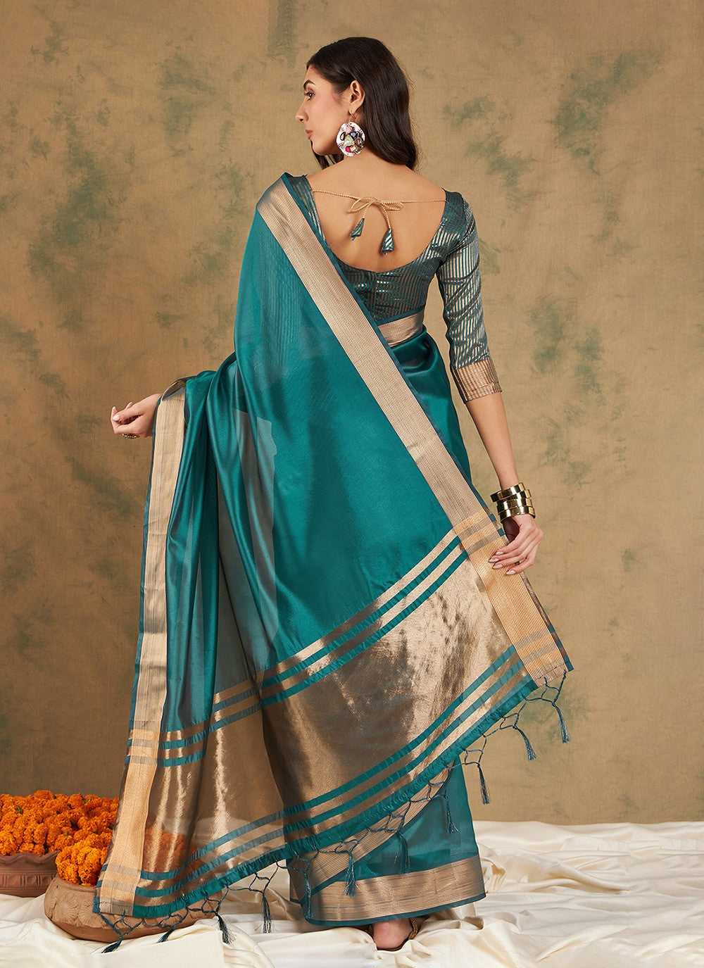 Traditional Woven Cotton , Organza Saree - S6987