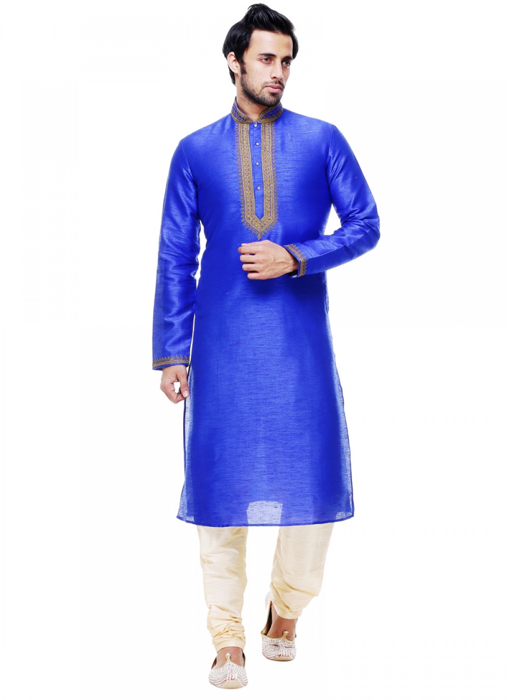 Plain Silk Blue Kurta Pyjama - M1011