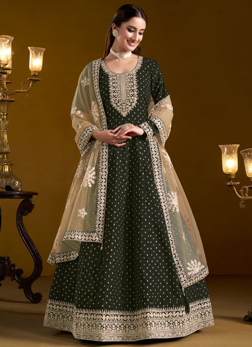 Chanderi Floor Length Anarkali - T3766