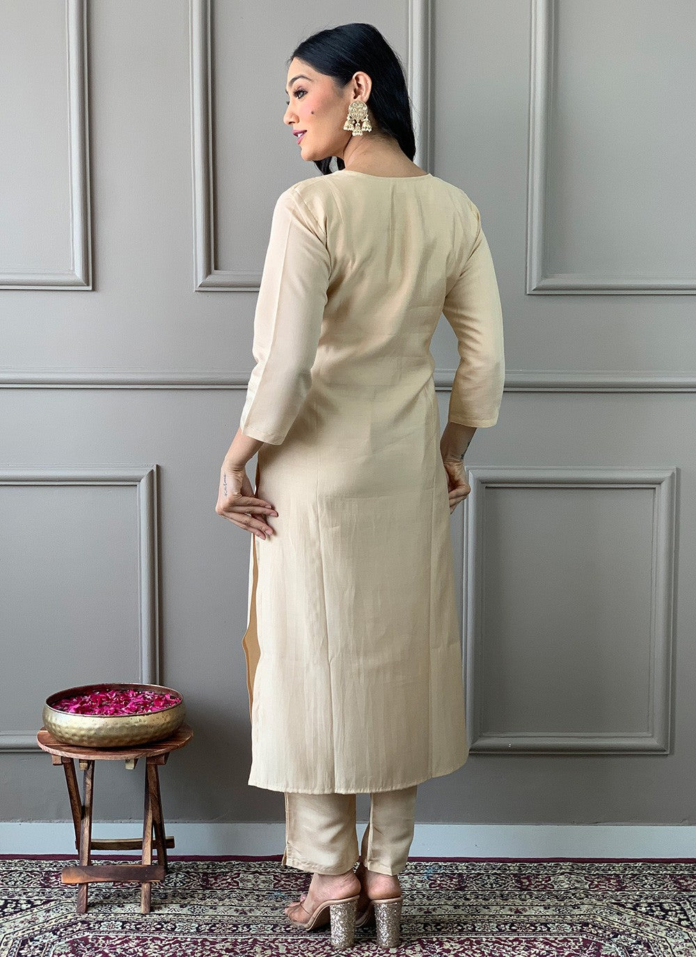 Chanderi , Viscose Pant Style Suit - T3295