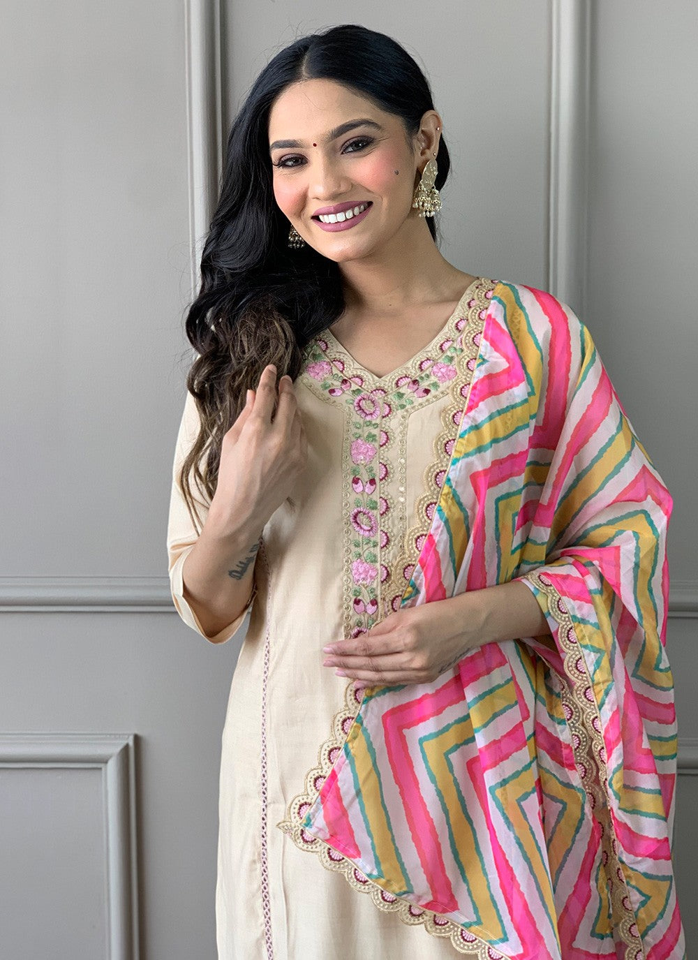 Chanderi , Viscose Pant Style Suit - T3295