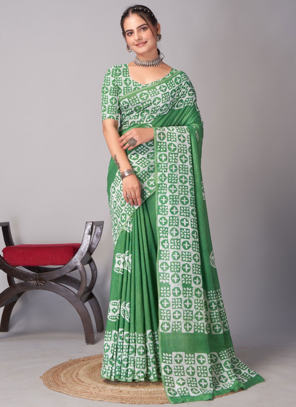 Printed Chanderi Cotton Saree - S11986