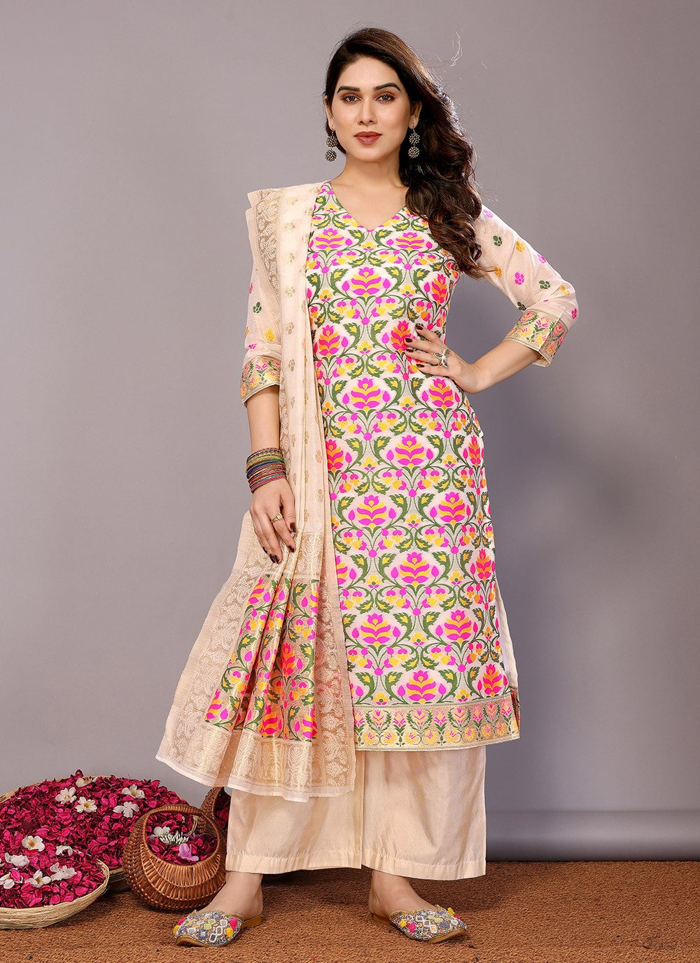 Chanderi , Cotton Salwar Suit - T3069