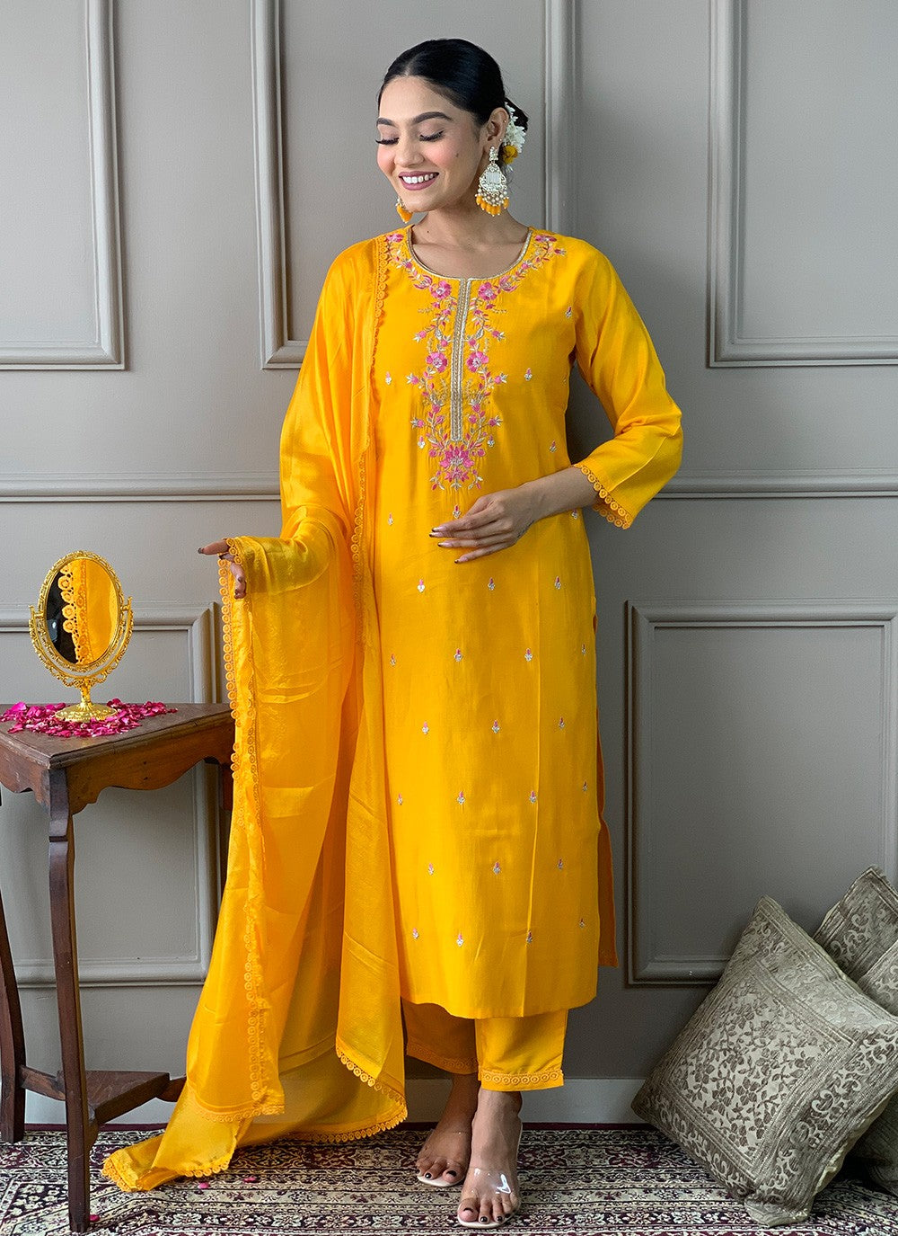 Chanderi , Viscose Pant Style Suit - T3303