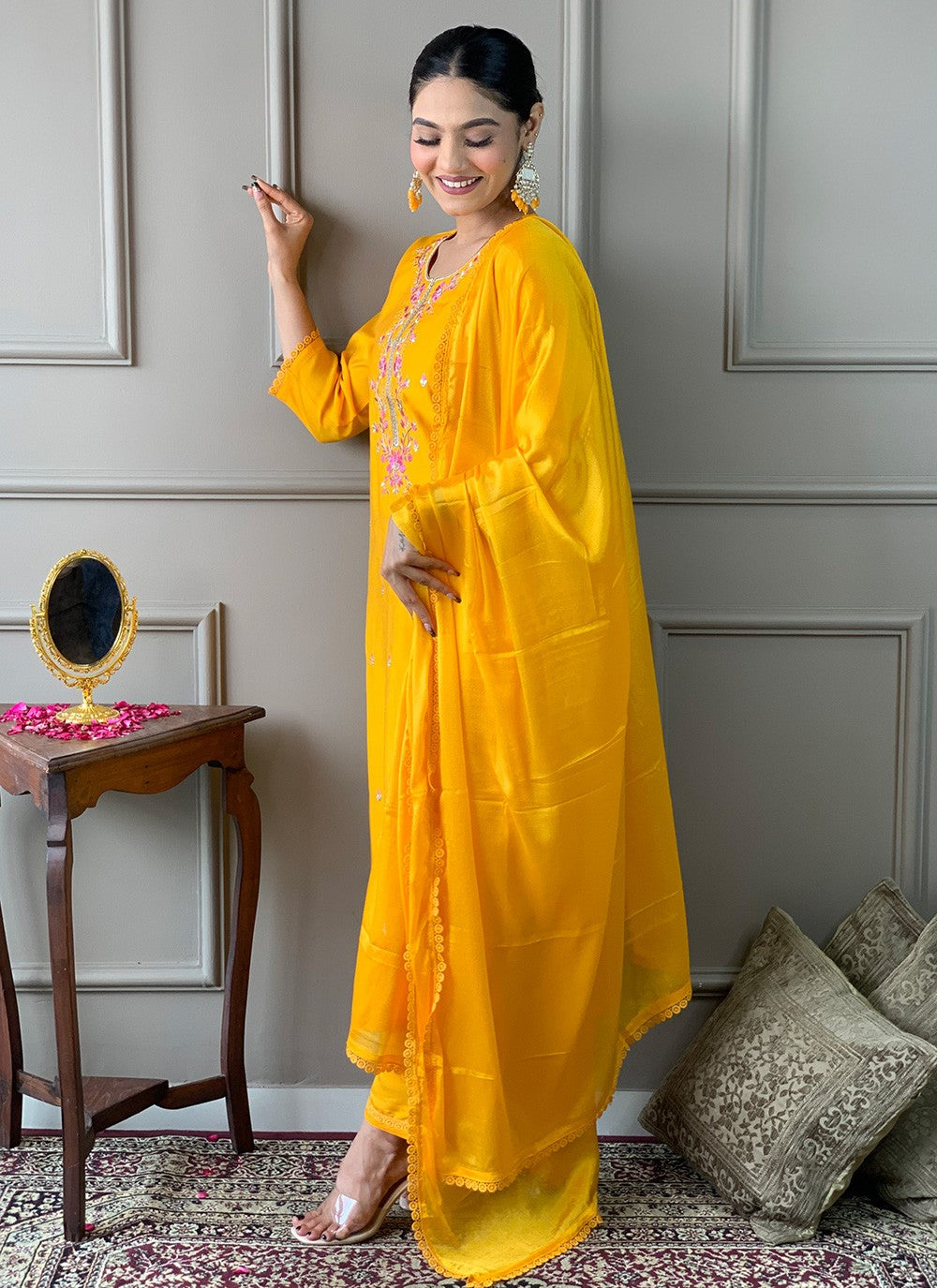 Chanderi , Viscose Pant Style Suit - T3303