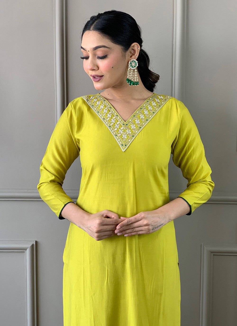 Chanderi , Viscose Pant Style Suit - T3348