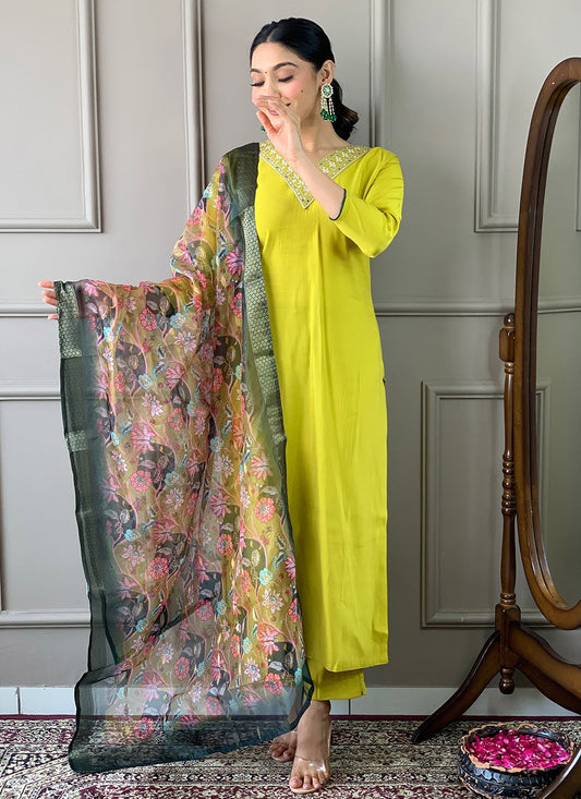 Chanderi , Viscose Pant Style Suit - T3348