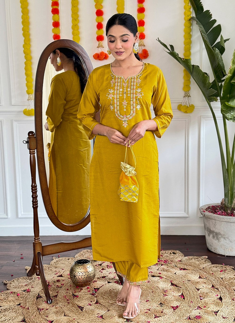 Embroidered Chanderi Salwar Suit - T4689