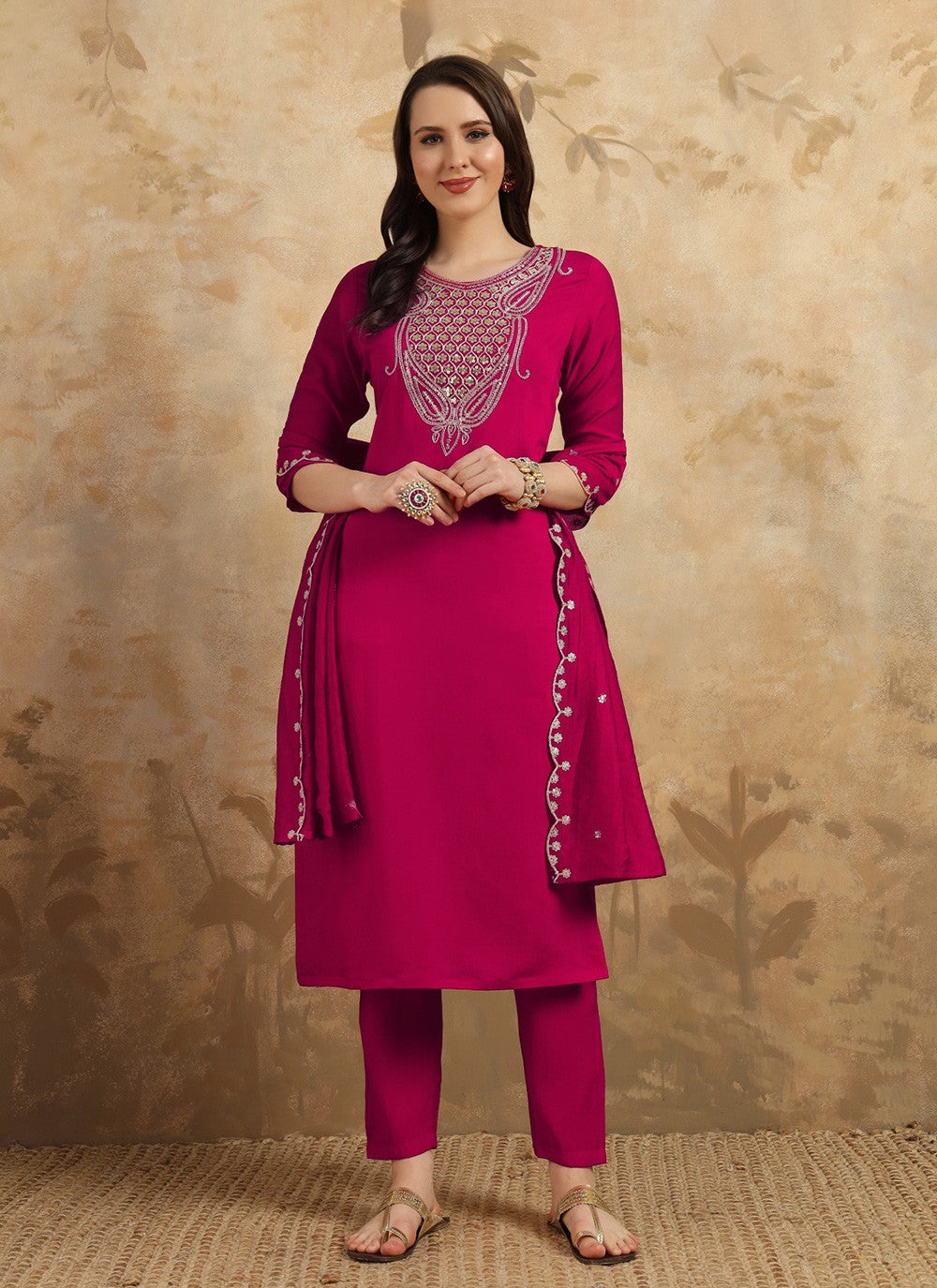 Chanderi Pant Style Suit - T3409