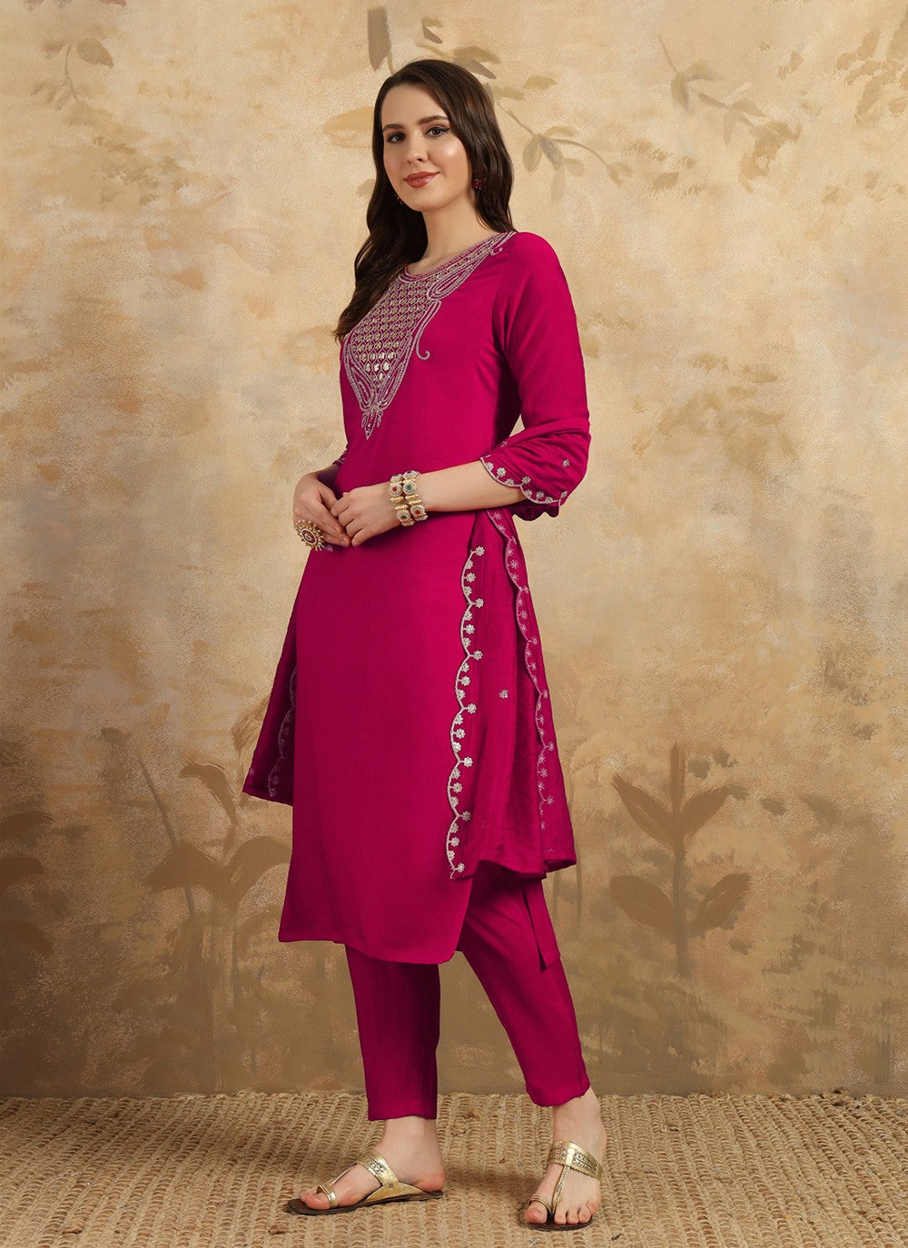 Chanderi Pant Style Suit - T3409