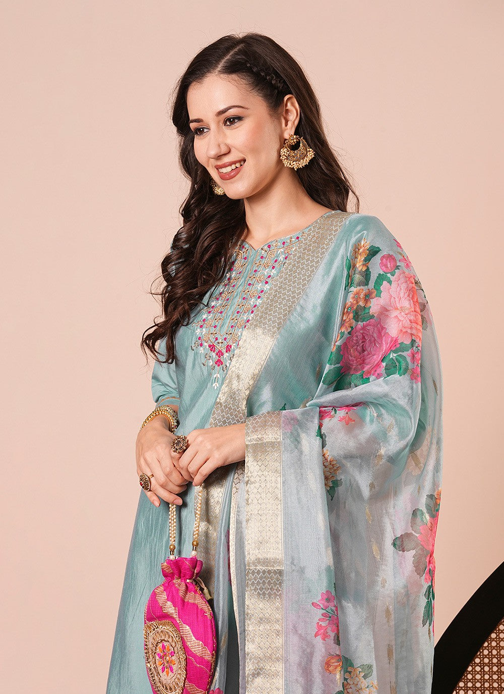 Chanderi Salwar Suit - T4168