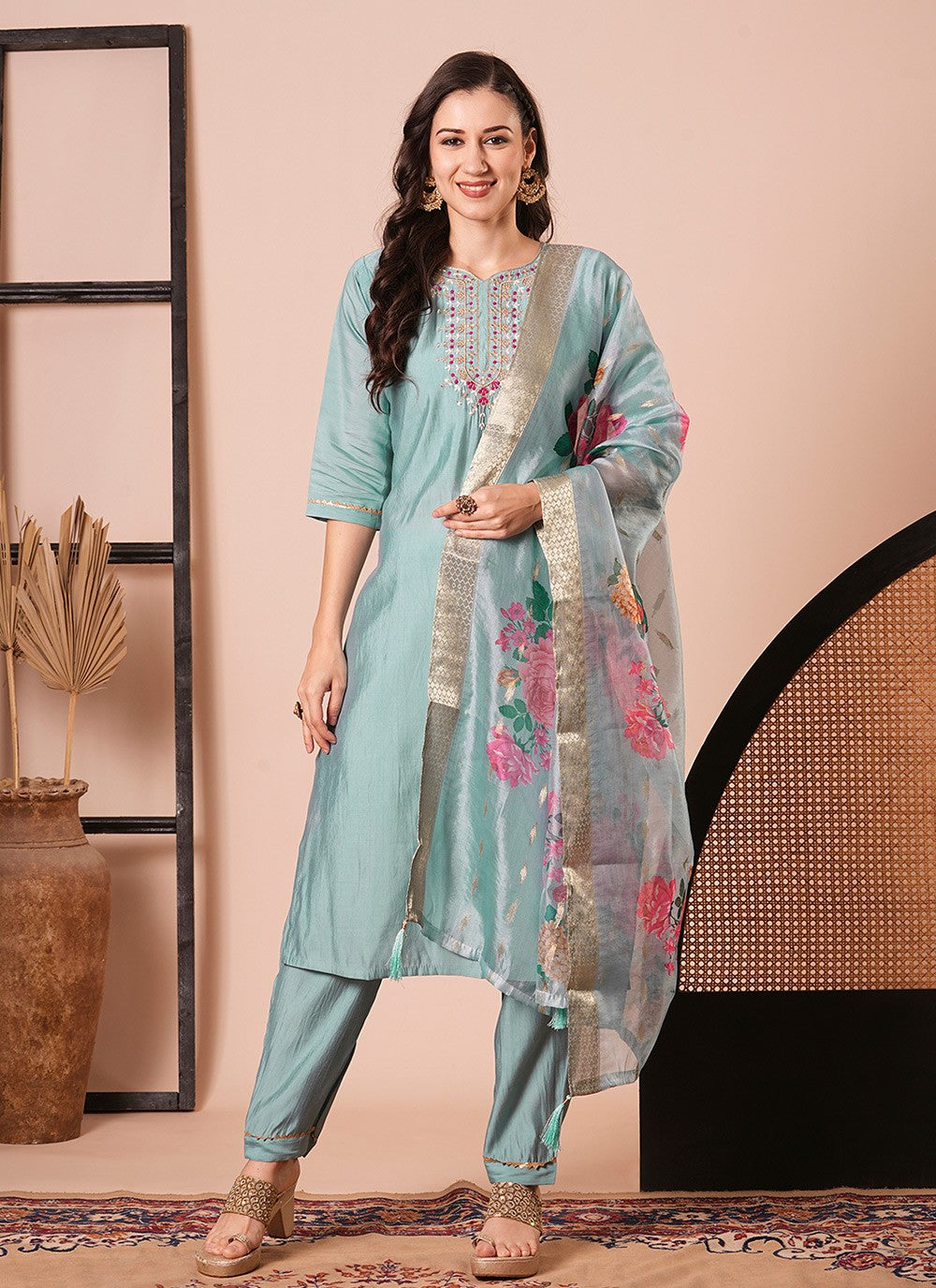 Chanderi Salwar Suit - T4168