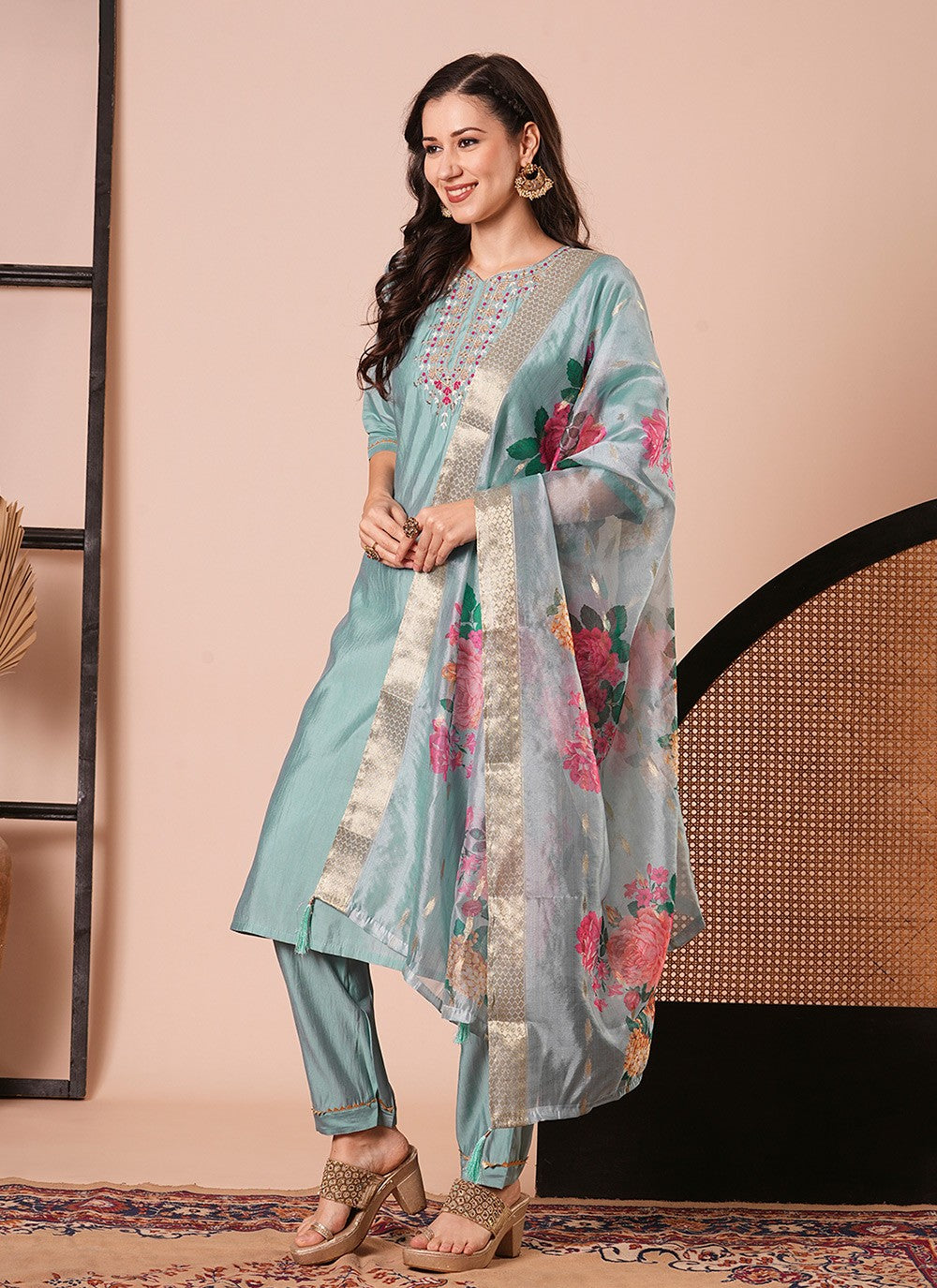 Chanderi Salwar Suit - T4168