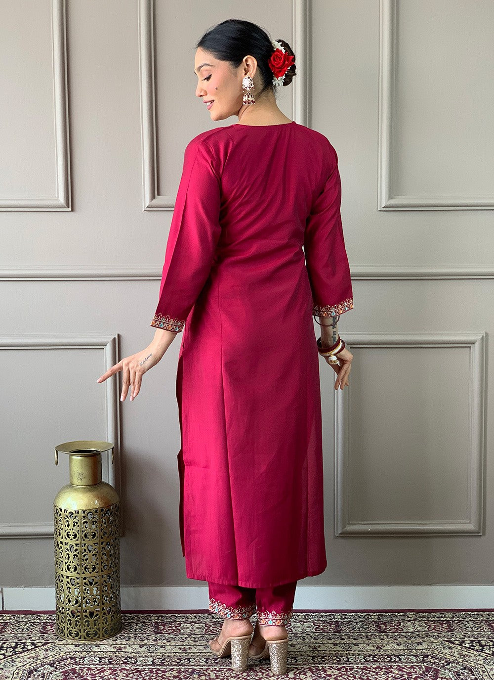 Chanderi , Viscose Pant Style Suit - T3303