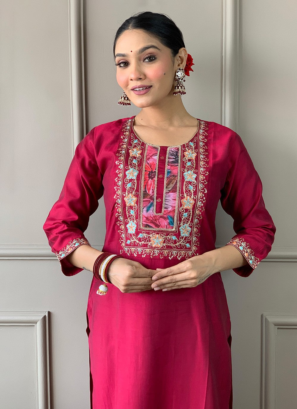 Chanderi , Viscose Pant Style Suit - T3303