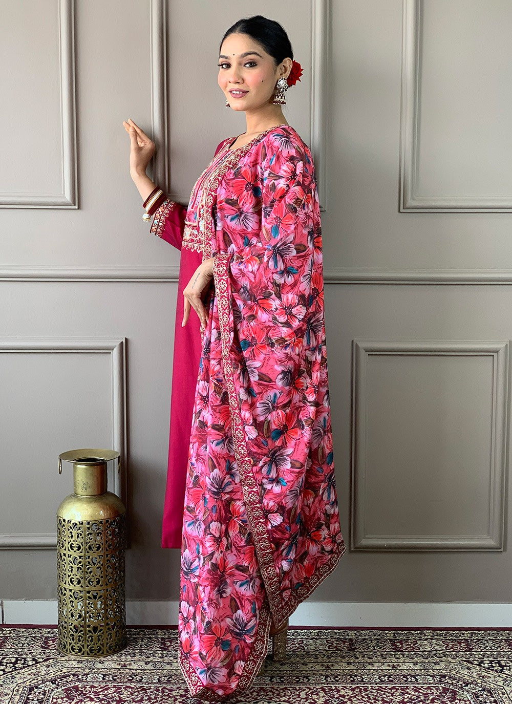 Chanderi , Viscose Pant Style Suit - T3303