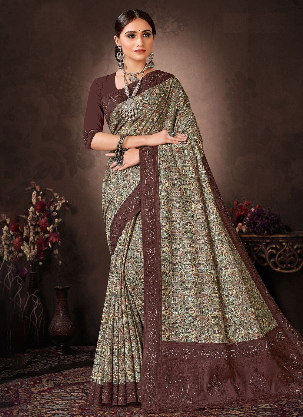 Classic Digital Print Chanderi Silk Saree - S4643