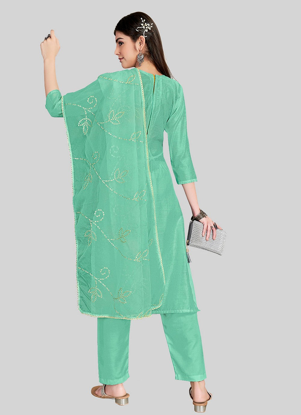 Chanderi Silk Pant Style Suit - T2518