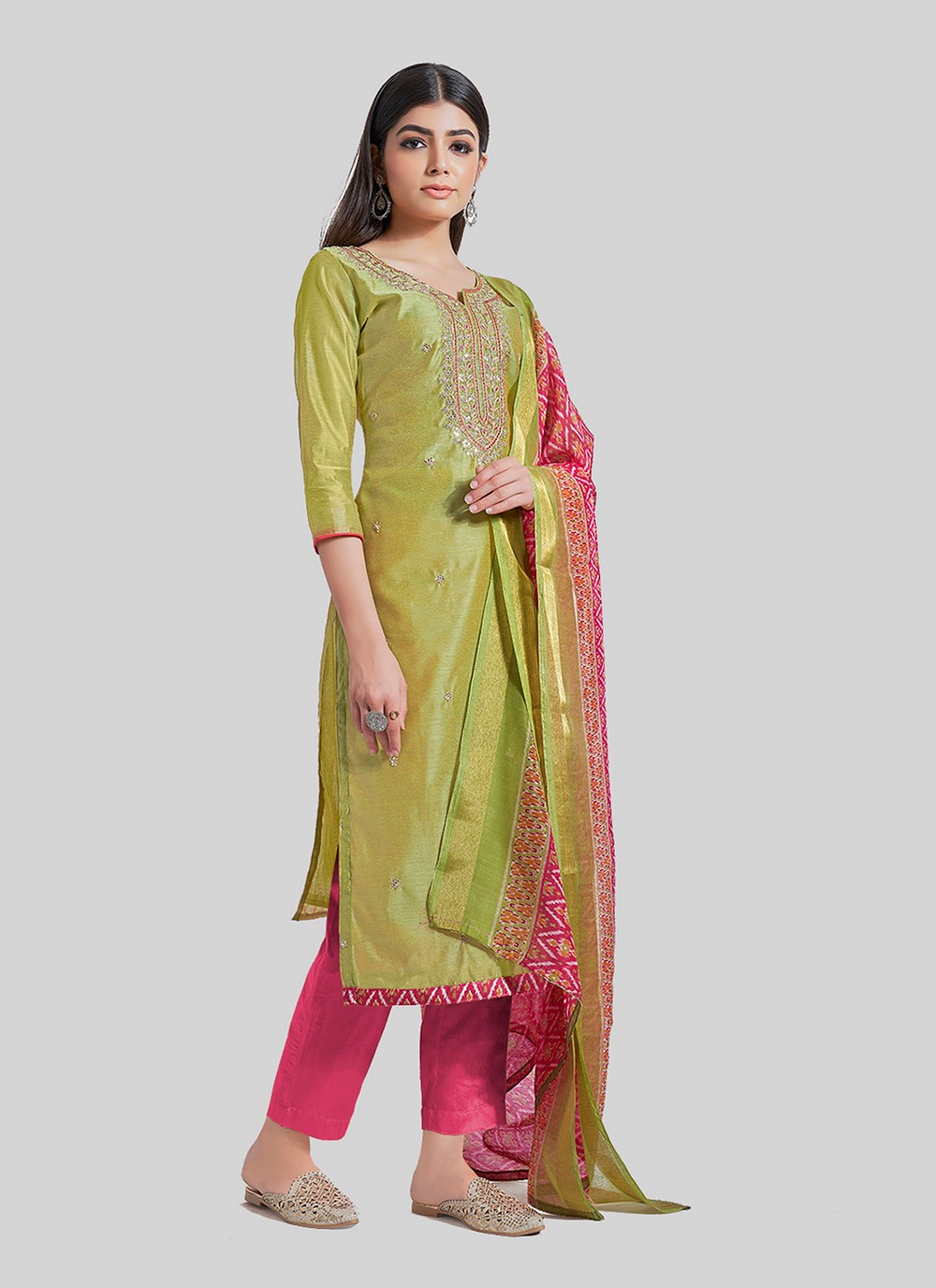 Chanderi Silk Pant Style Suit - T2484