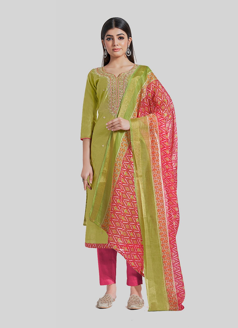 Chanderi Silk Pant Style Suit - T2484