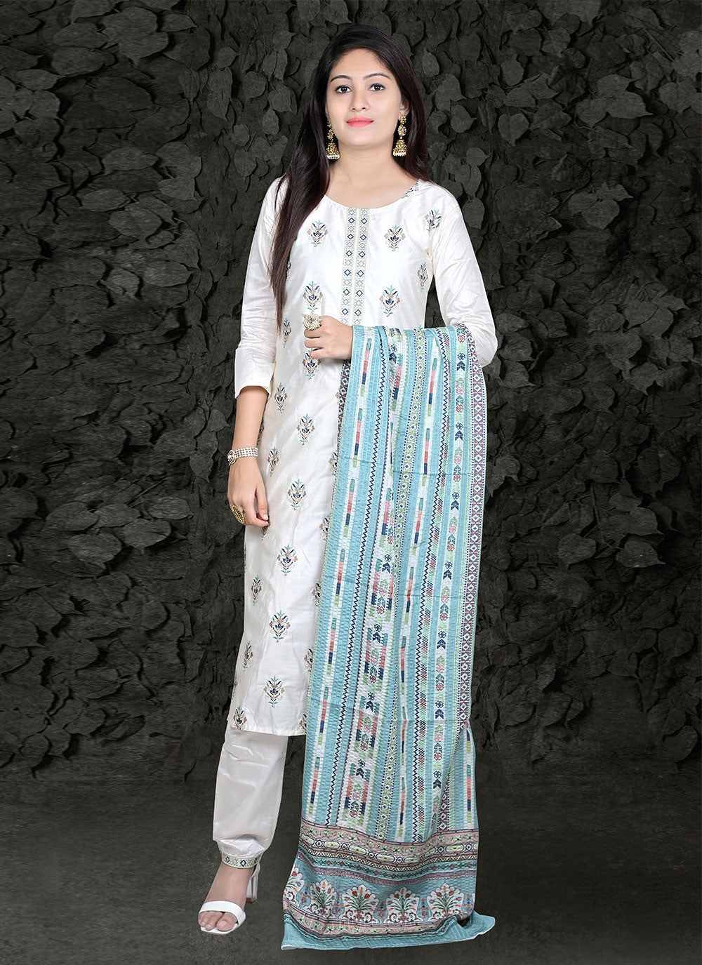 Chanderi Silk Pant Style Suit - T758