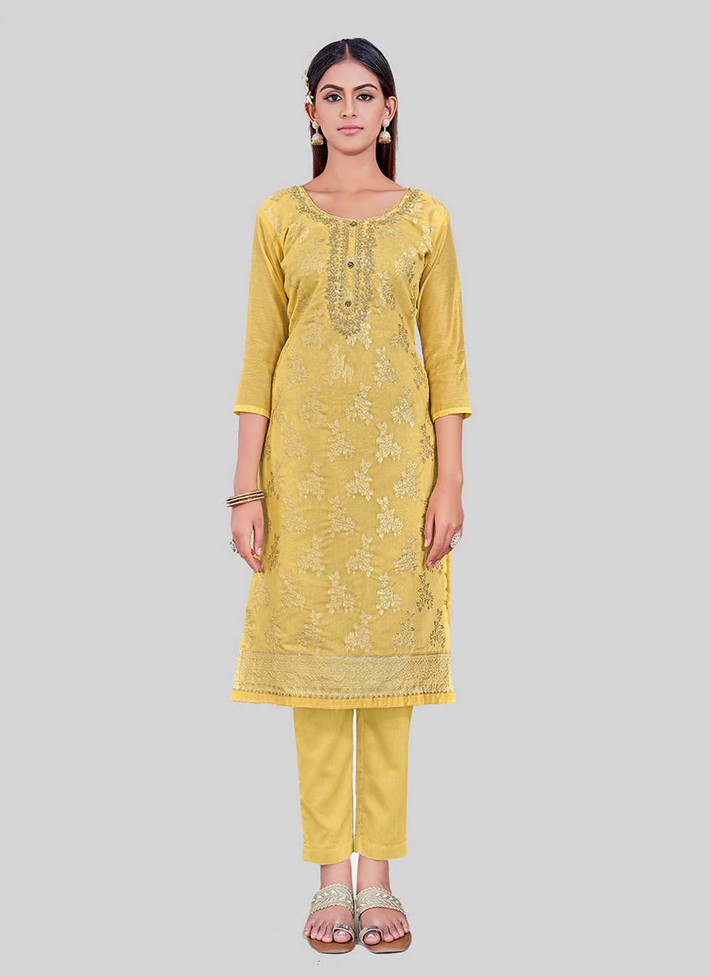 Chanderi Silk Pant Style Suit - T2492