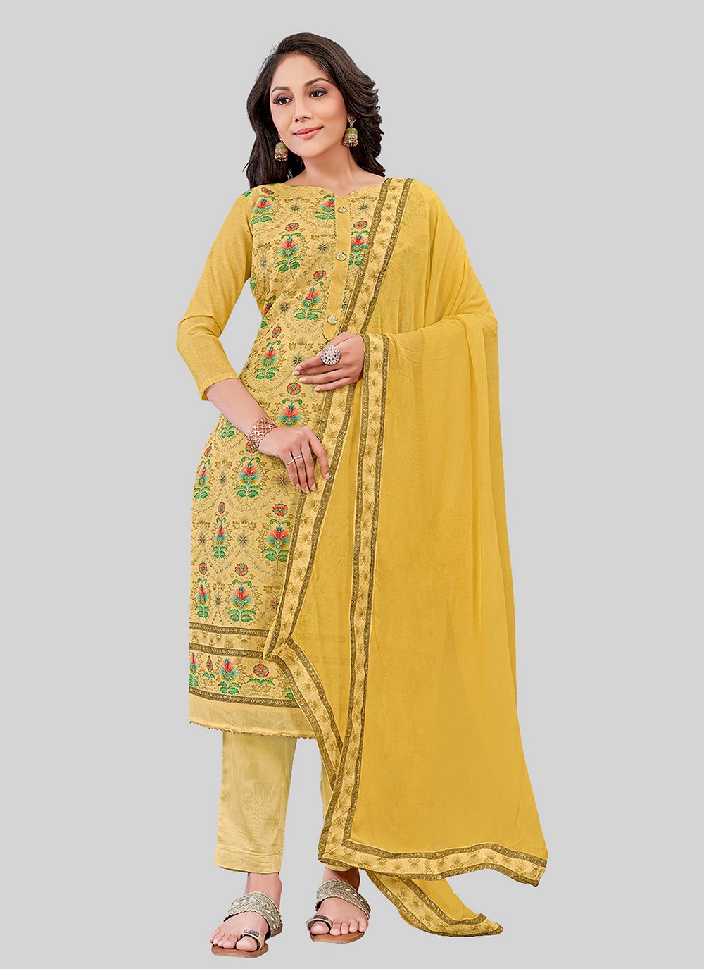 Chanderi Silk Pant Style Suit - T2500