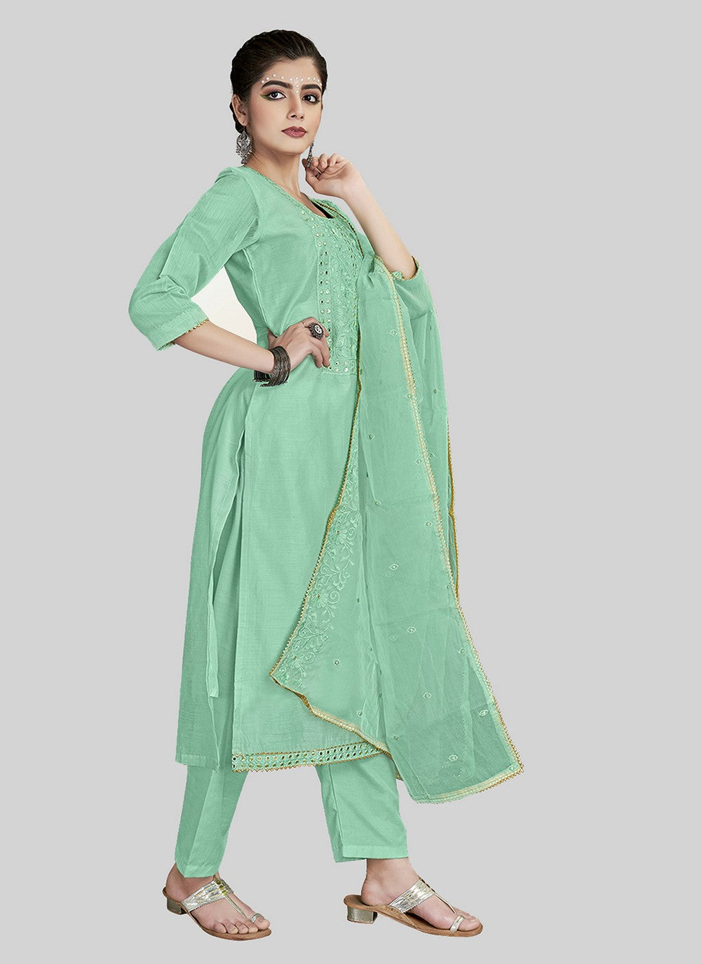 Chanderi Silk Pant Style Suit - T2541