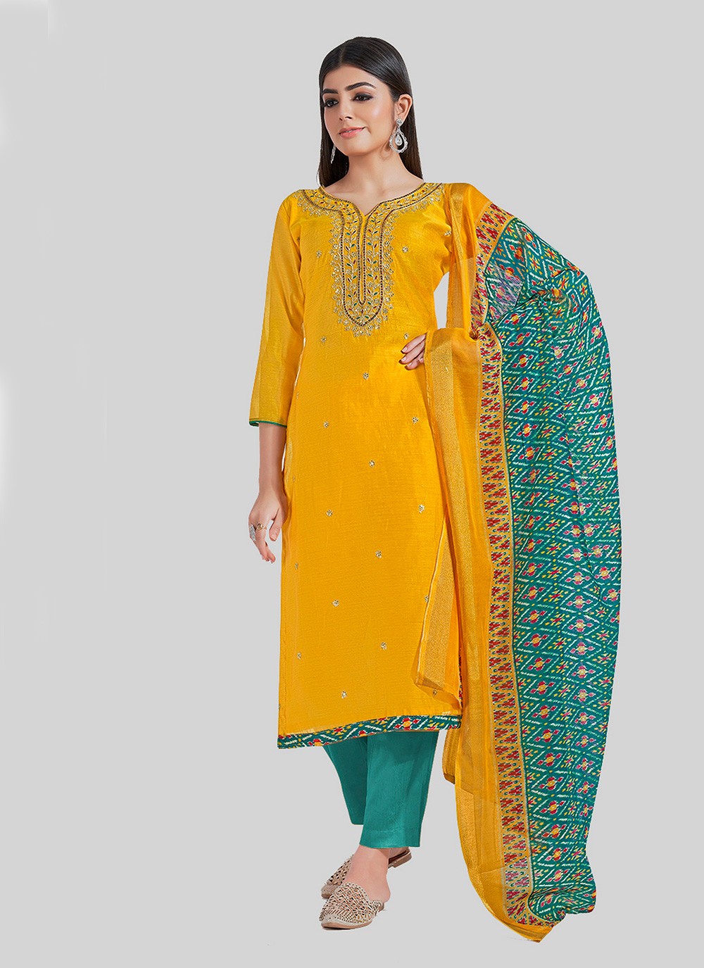 Chanderi Silk Pant Style Suit - T2484