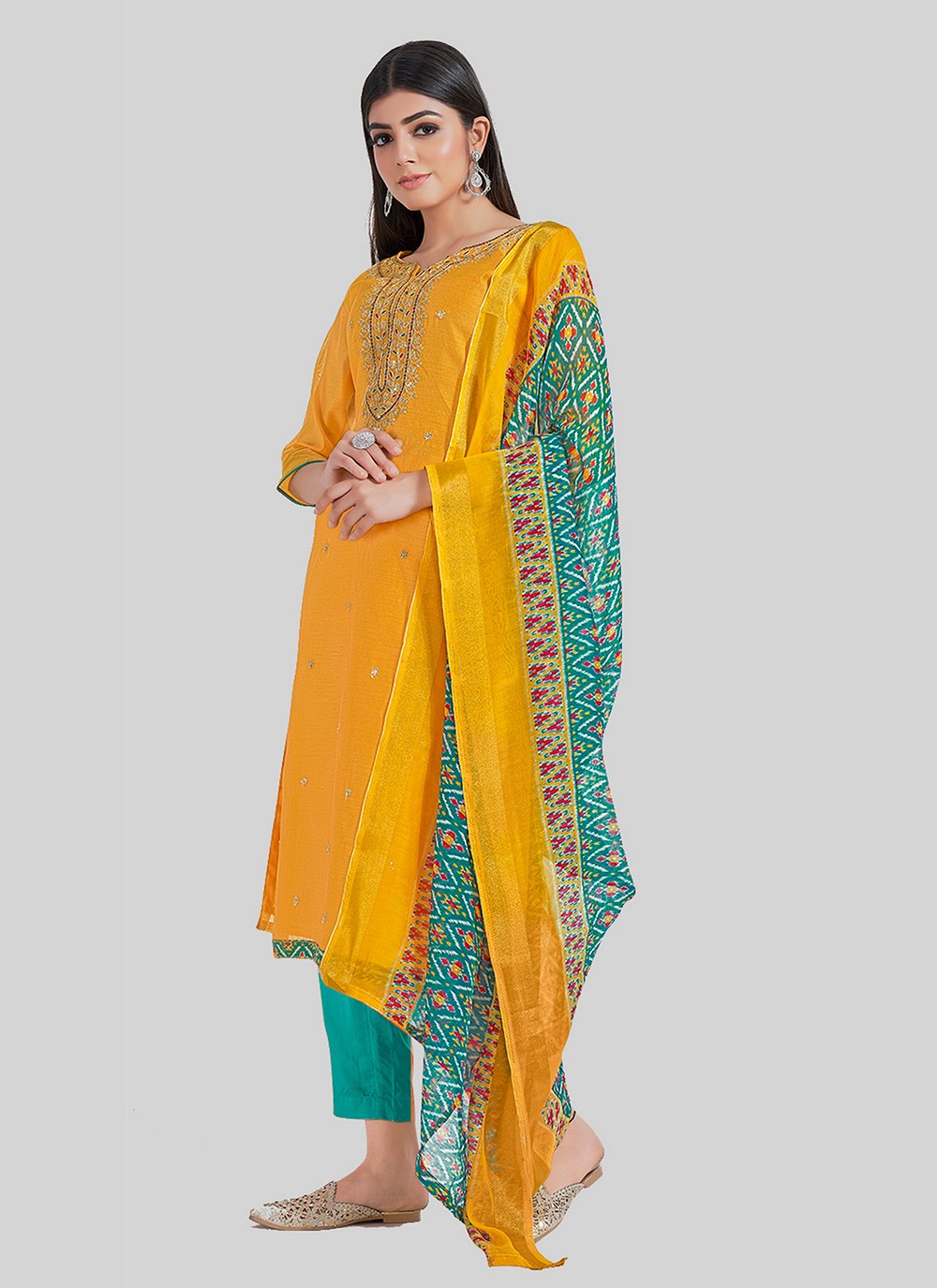 Chanderi Silk Pant Style Suit - T2484