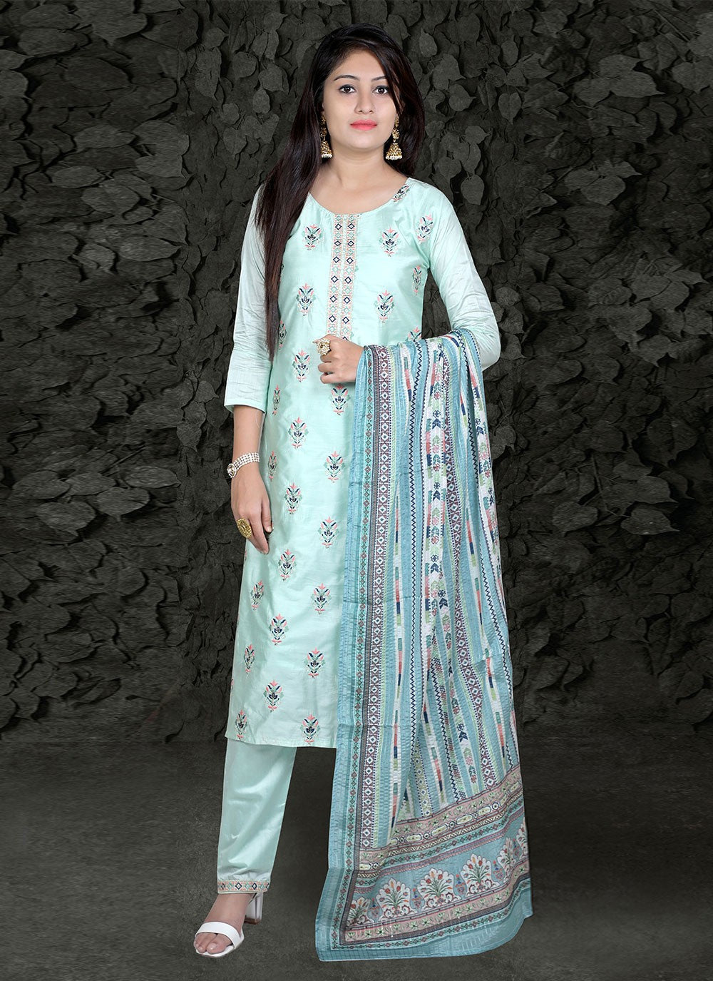 Chanderi Silk Pant Style Suit - T758