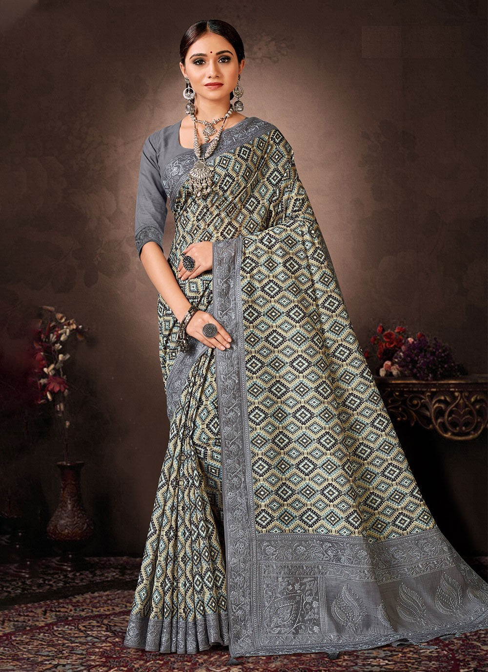 Classic Digital Print Chanderi Silk Saree - S4643