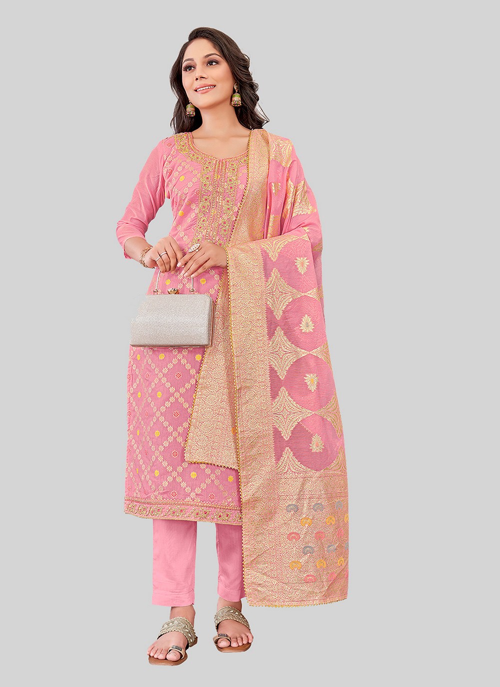 Chanderi Silk Pant Style Suit - T2505