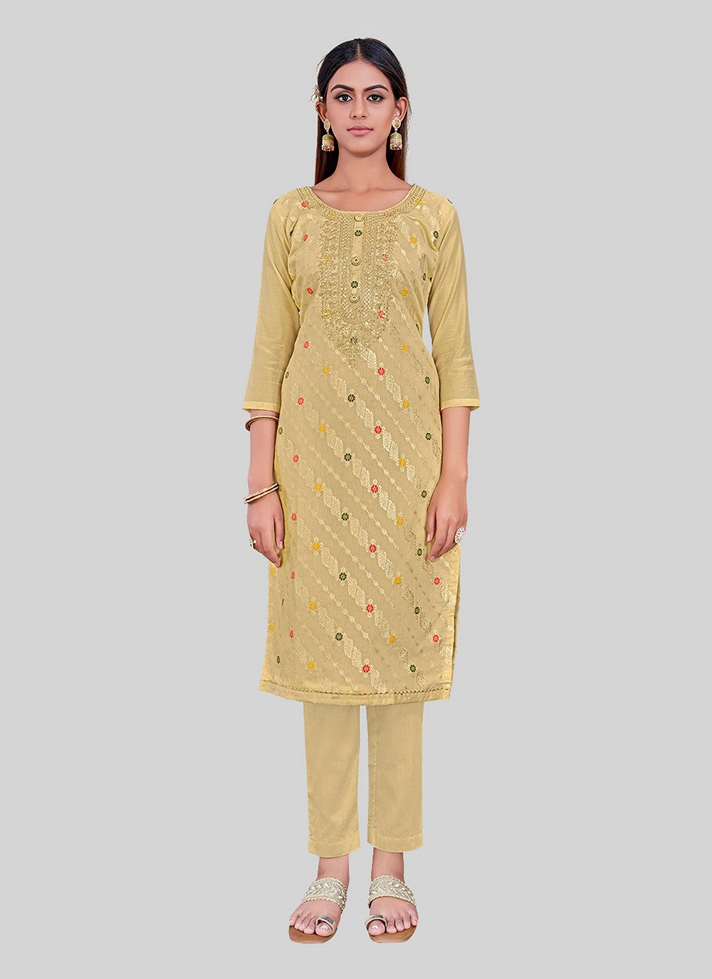 Chanderi Silk Pant Style Suit - T2492