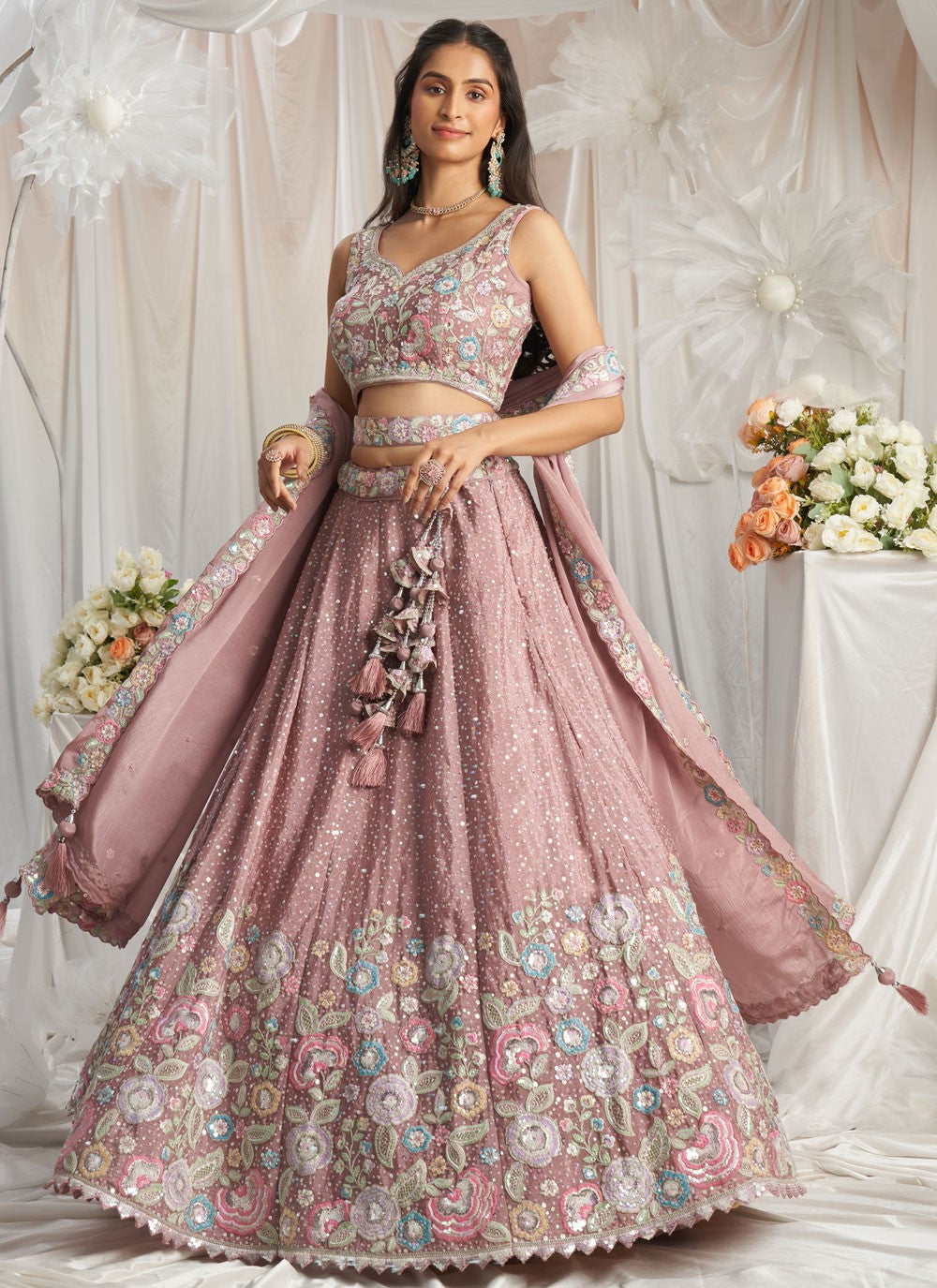 Embroidered Tissue A - Line Lehenga - L2700