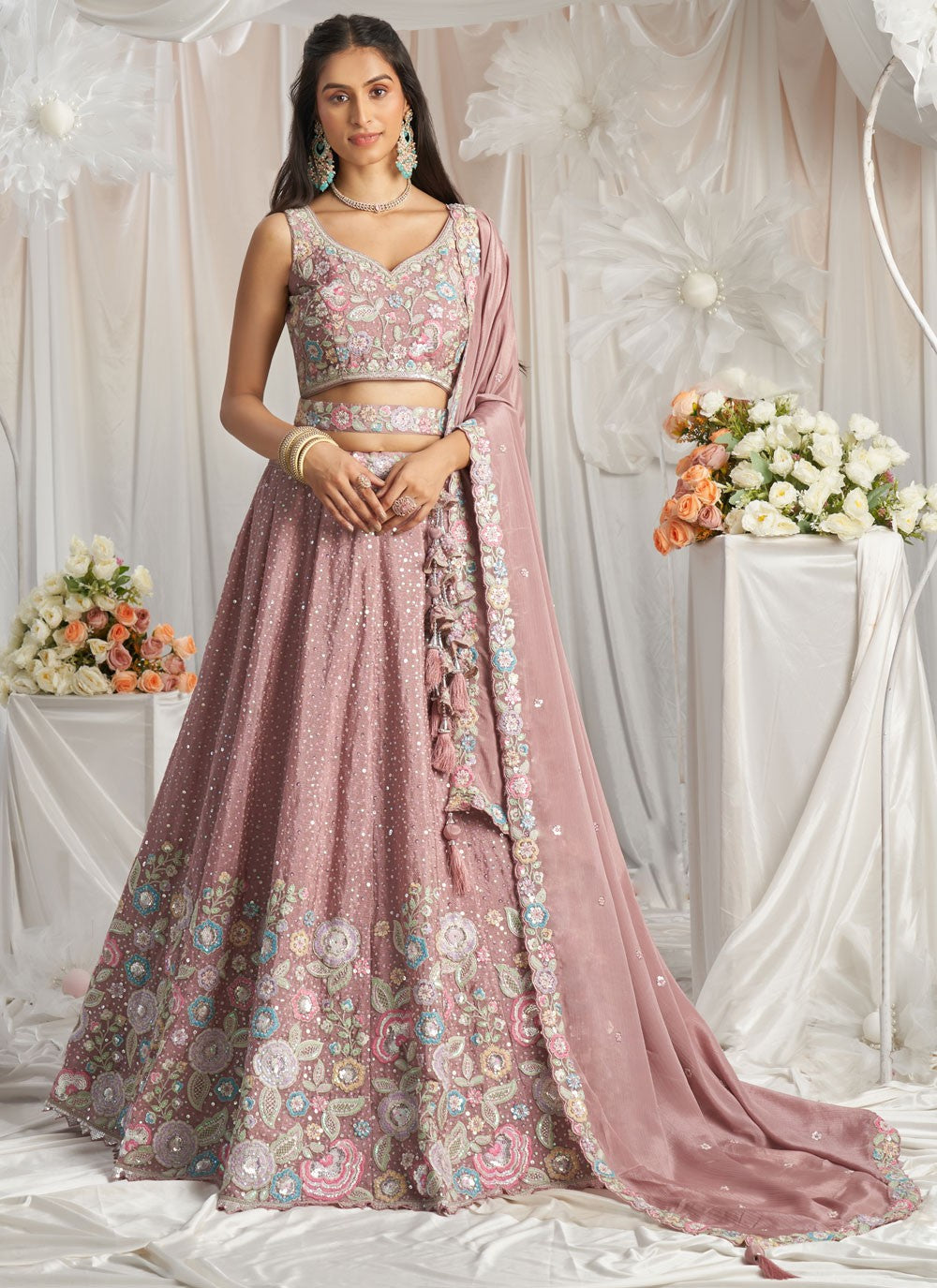 Embroidered Tissue A - Line Lehenga - L2700