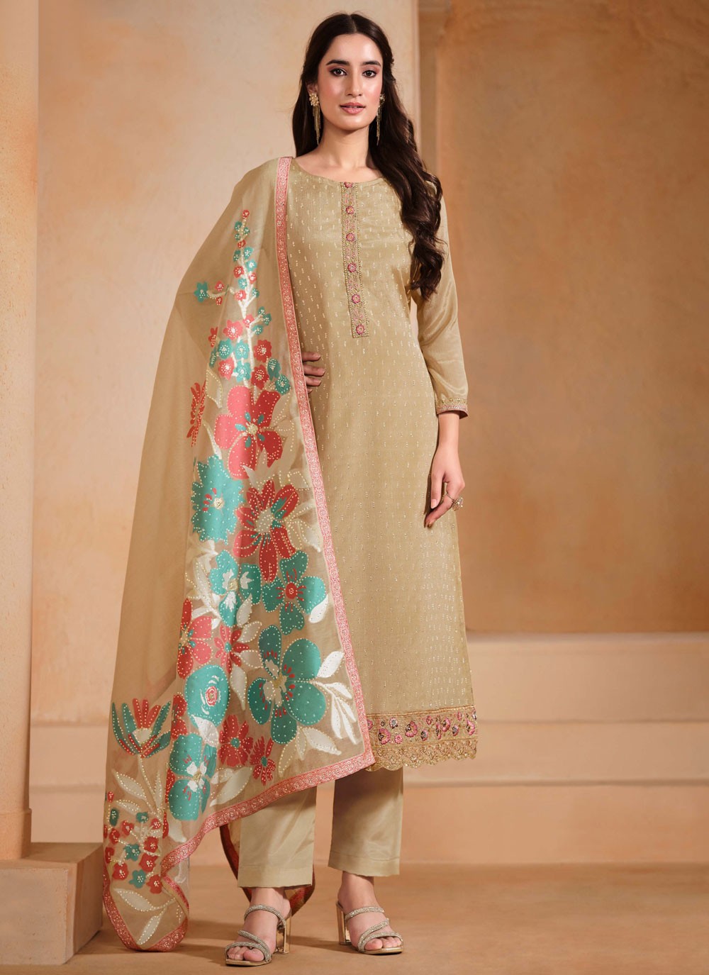 Chiffon, Chinon Salwar Suit - T4110