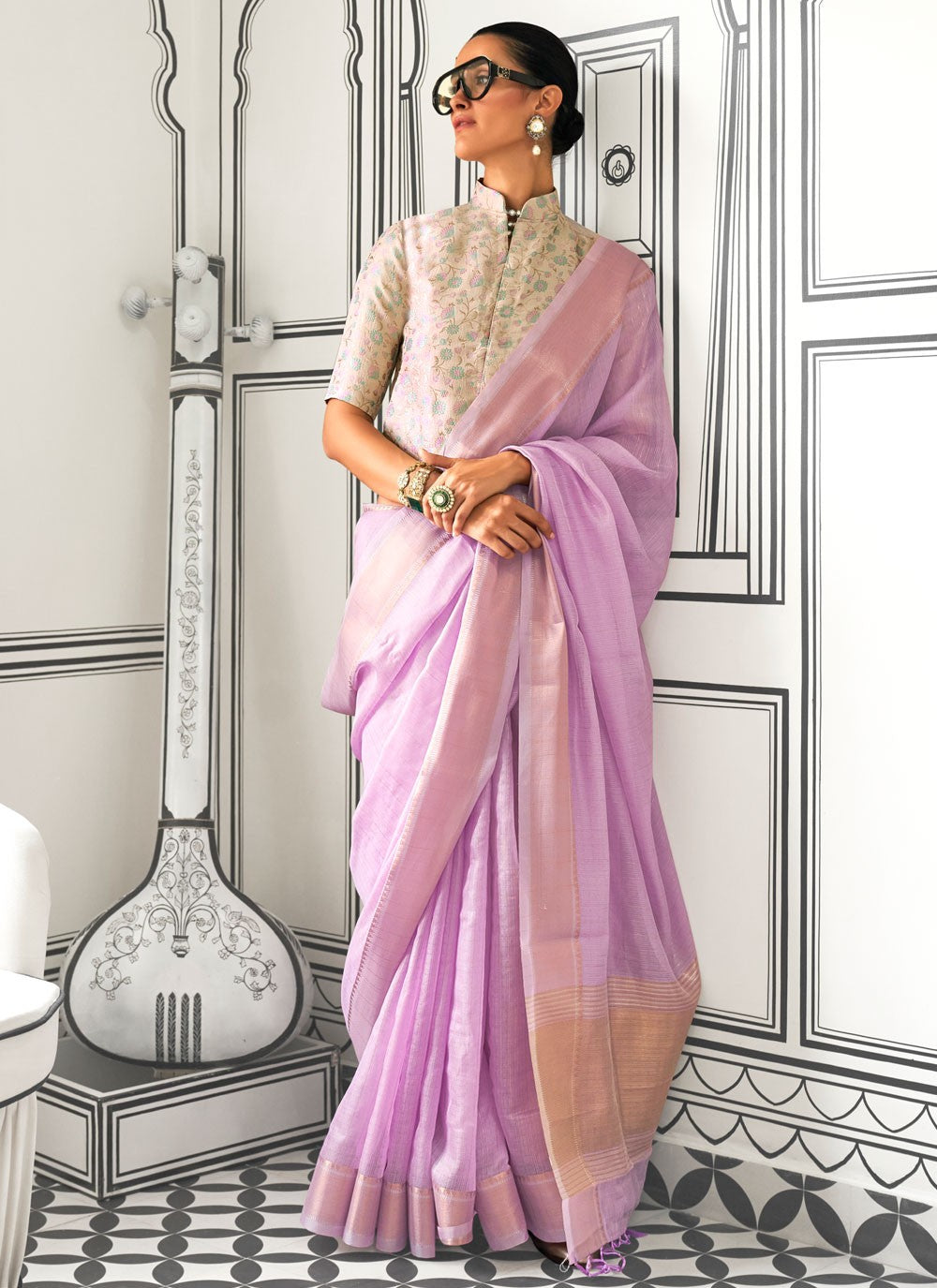 Classic Weaving Zari Chiffon Saree - S7396