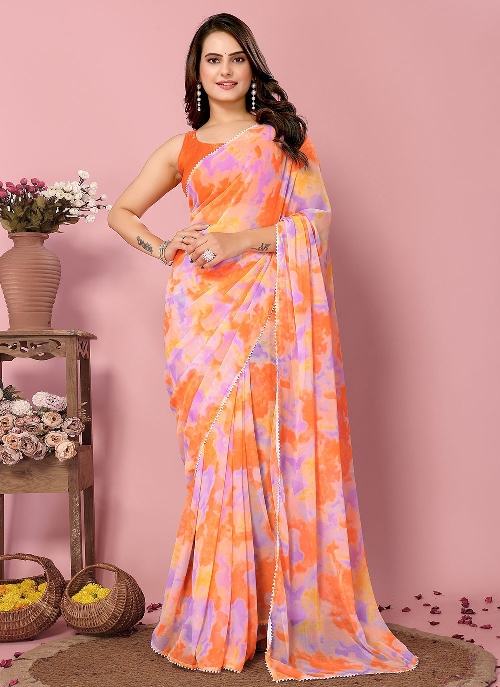 Classic Printed Chiffon Saree - S6700