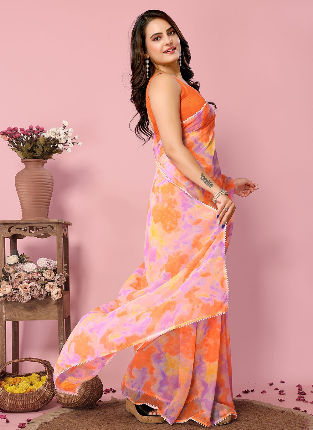 Classic Printed Chiffon Saree - S6700