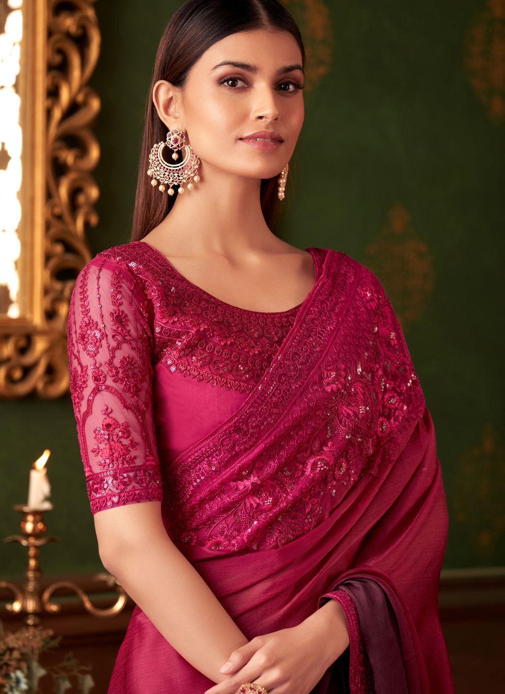 Embroidered, Sequins Chiffon Saree - S11813