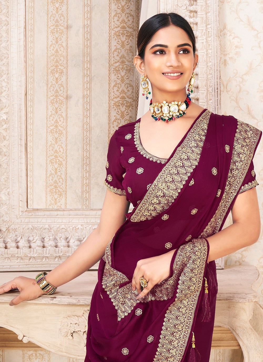 Classic Zari Vichitra Silk Saree - S9733