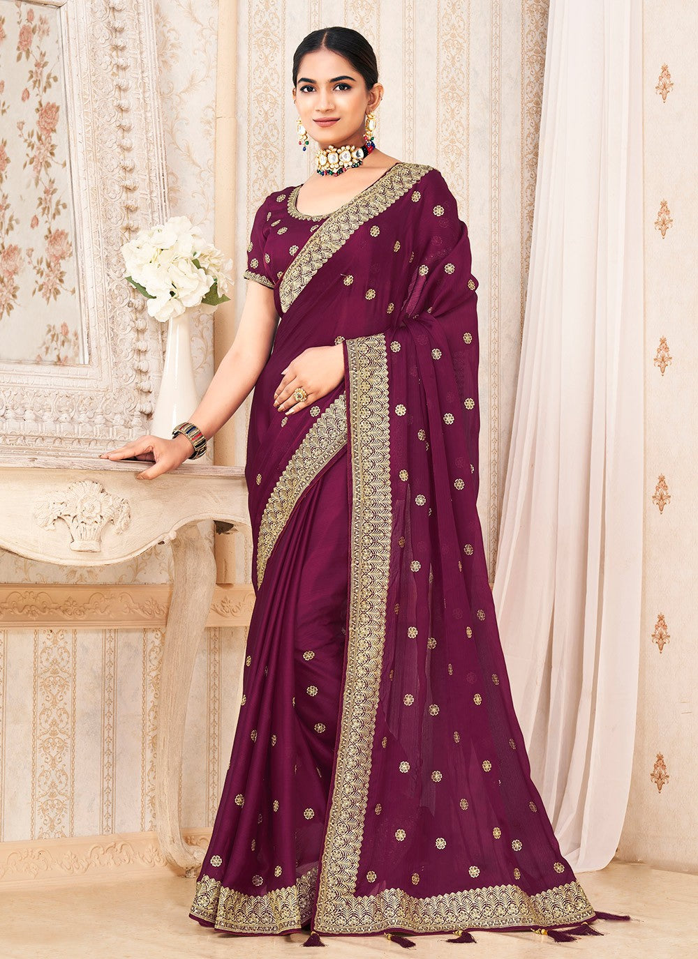 Classic Zari Vichitra Silk Saree - S9733