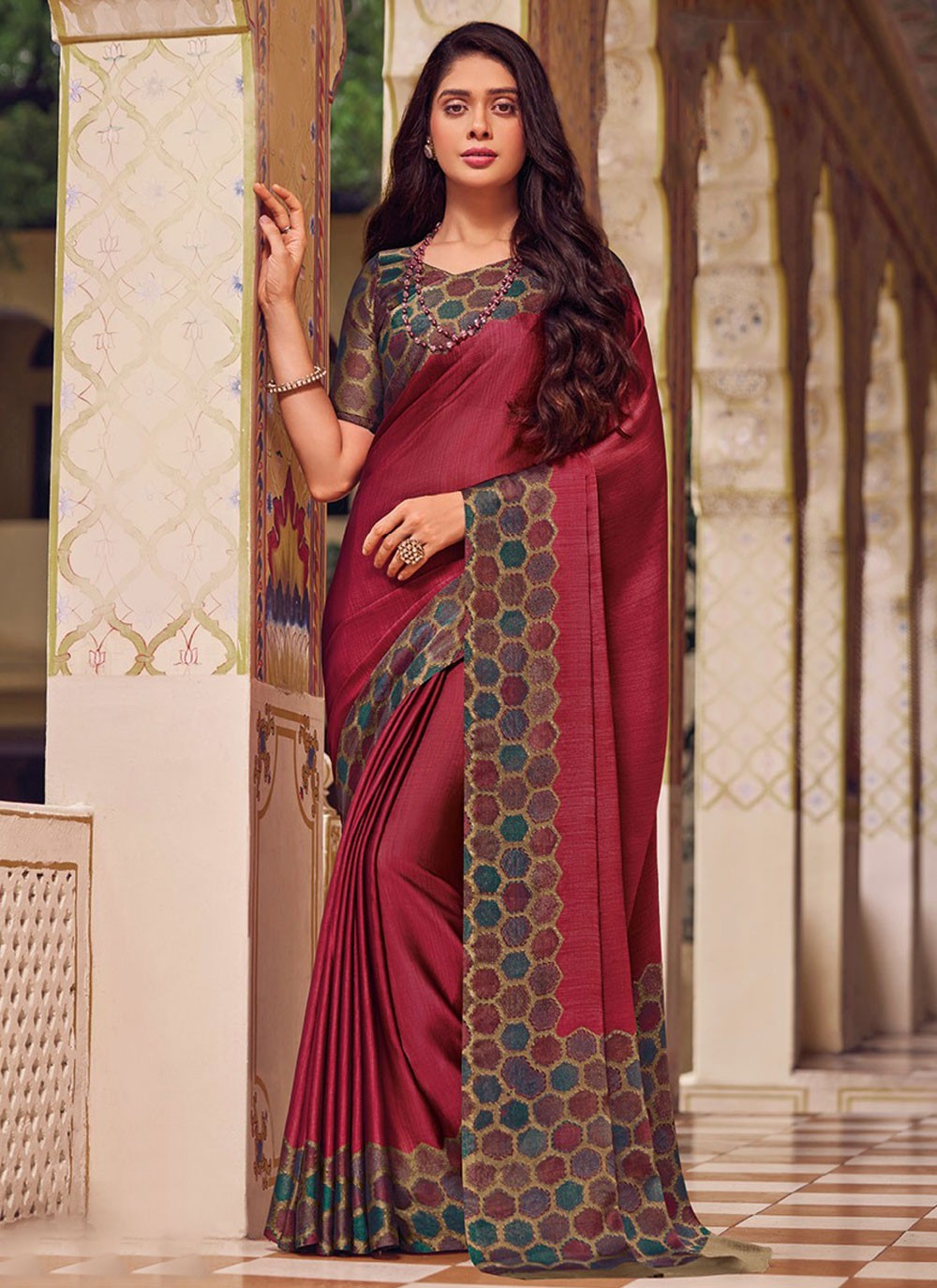 Classic Printed Chiffon Saree - S9058