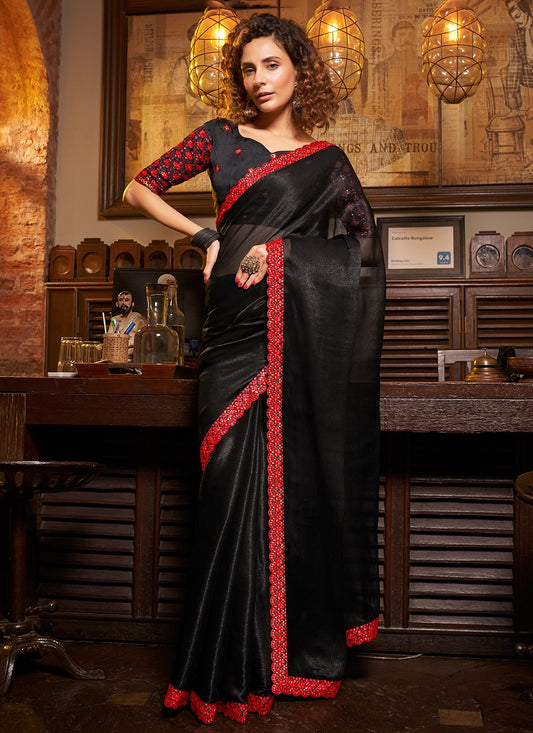 Trendy Embroidered Chiffon Saree - S3425