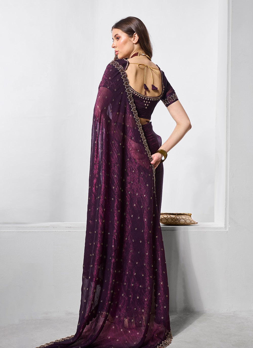 Classic Embroidered Chiffon Saree - S10425