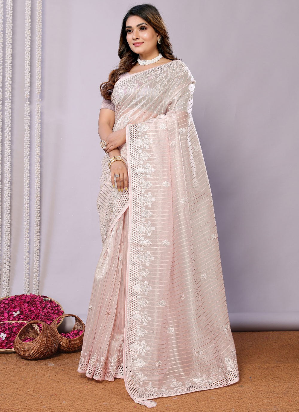 Sequins, Thread, Zari Net Saree - S11513