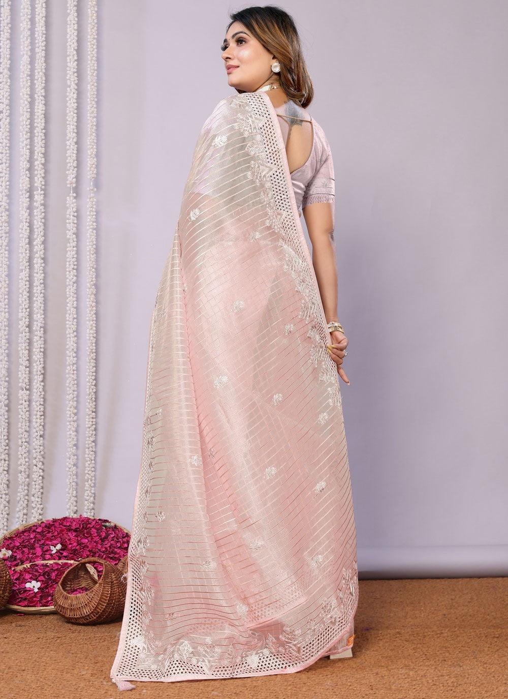 Sequins, Thread, Zari Net Saree - S11513