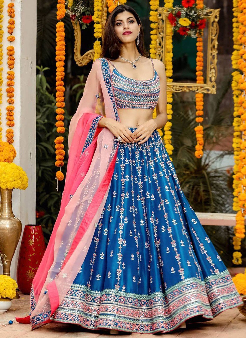 Embroidered Chinon A - Line Lehenga - L2616